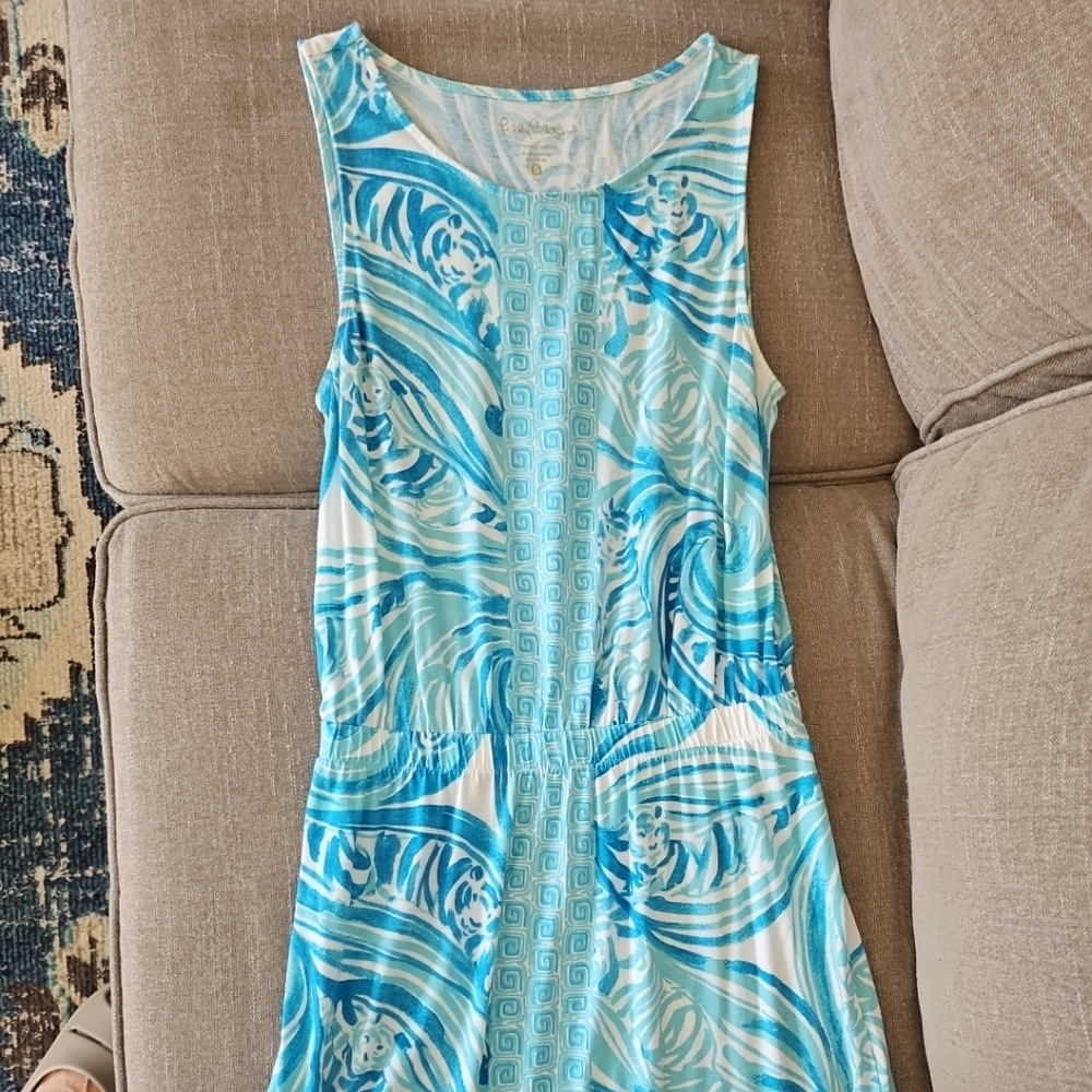 Lilly Pulitzer Turquoise Swirl Midi Dress